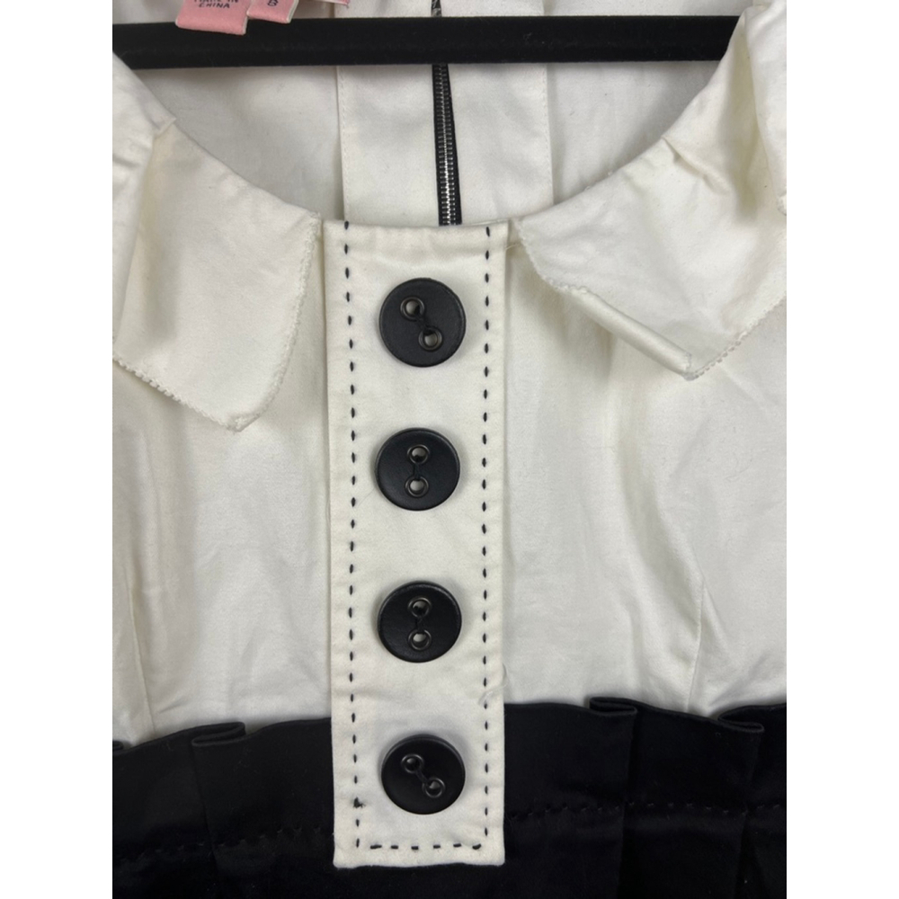 Phoebe Couture Size 8 Black Cream Dress Peter Pan Collar Mod Minimalist Capsule - Picture 3 of 7